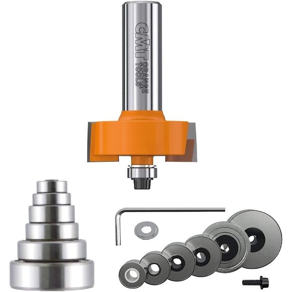 Variable Depth From 1/8" to 1/2-Inch, 1/2" Cutting Height, 1/2" Shank Rabbeting Router Bit Set